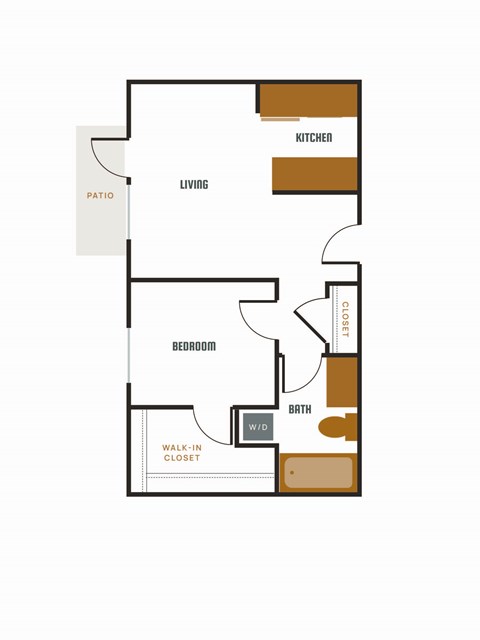 a floor plan of an apartment with a bedroom and a living room